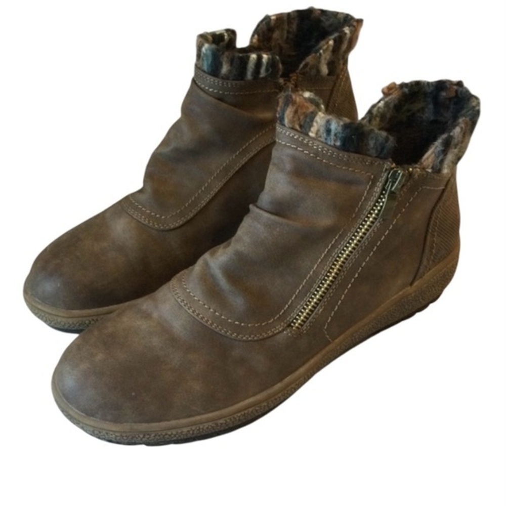 Patrizia by Spring Step Brown Ankle Boots Tracie Fur Lining  Zip casual 10